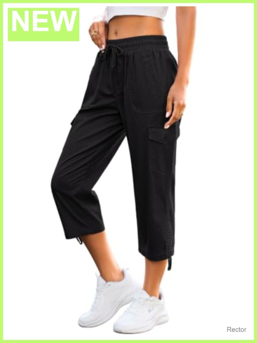 Women's Cotton Spandex Cargo Capris Hiking Pants with 6 Pockets Elastic